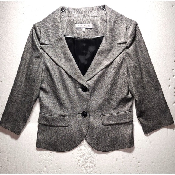 Anne Klein Jackets & Blazers - Ann Klein Suit Womens Size 12 Gray Two Button Jacket Blazer Work Career Formal